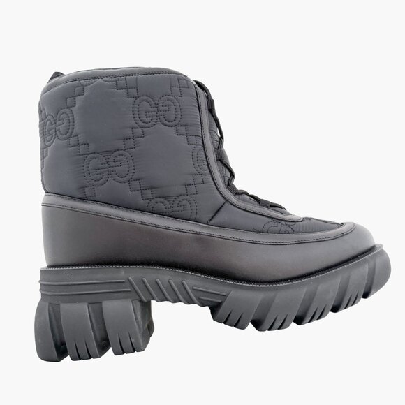 Gucci Romance GG Quilted Snow Boot EU 42 US 12 Black Nylon Leather Puffer Combat - Picture 14 of 16